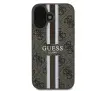 Etui Guess 4G Printed Stripes MagSafe do iPhone 16 Plus Brązowy