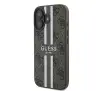 Etui Guess 4G Printed Stripes MagSafe do iPhone 16 Plus Brązowy