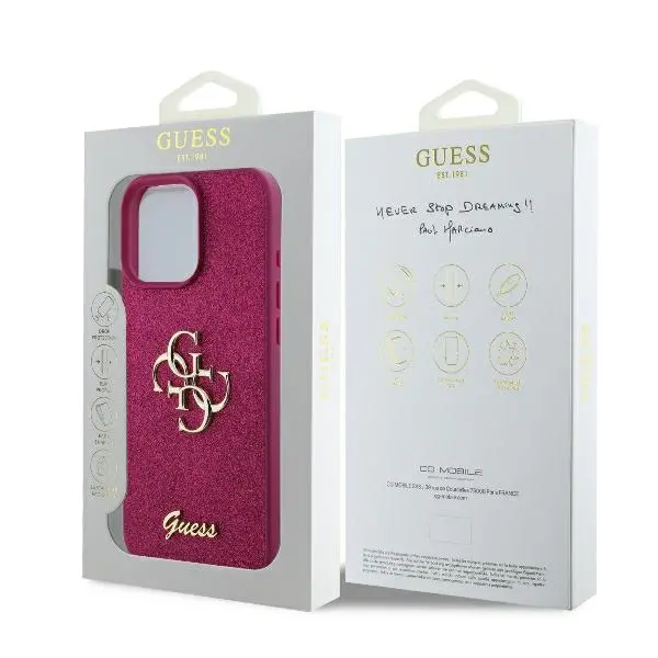 Etui Guess hardcase Fixed Glitter Big 4G do iPhone 16 Pro Max Fioletowy