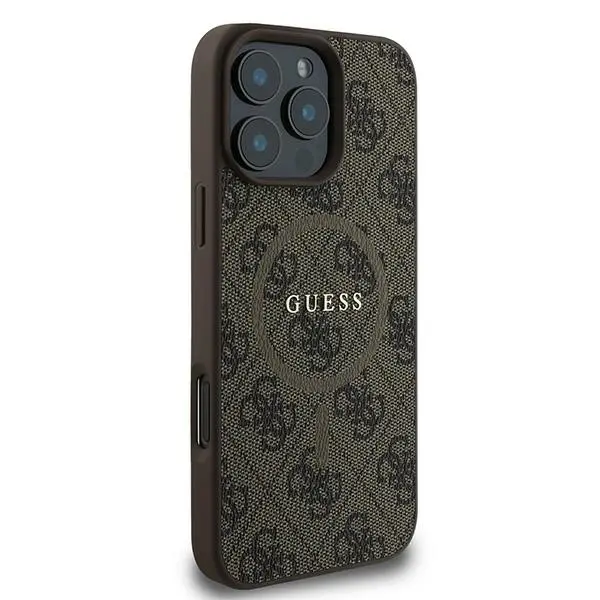 Etui Guess hardcase 4G Ring Classic Logo MagSafe  iPhone 16 Pro Brązowy