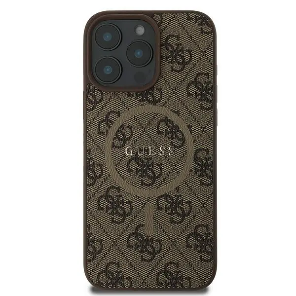 Etui Guess hardcase 4G Ring Classic Logo MagSafe  iPhone 16 Pro Brązowy