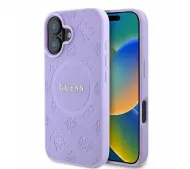 Guess Saffiano Peony Classic Logo MagSafe do iPhone 16 Fioletowy