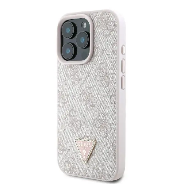 Etui Guess Leather Metal Logo Strass Crossbody do iPhone 16 Pro Max Różowy