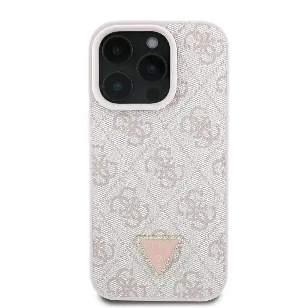 Etui Guess Leather Metal Logo Strass Crossbody do iPhone 16 Pro Max Różowy