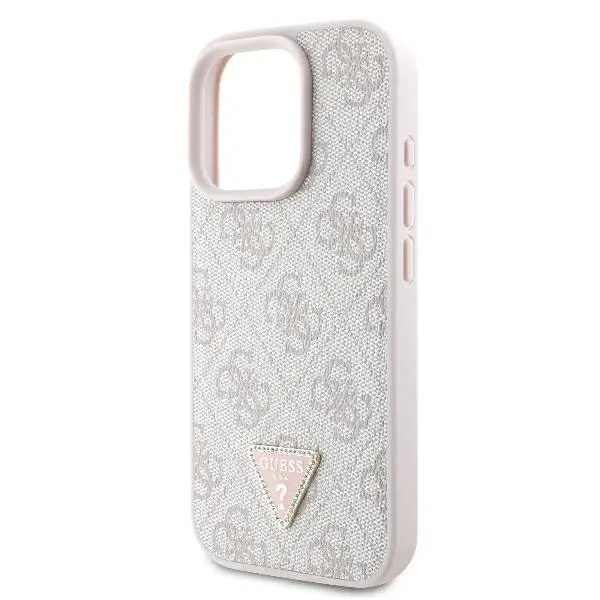 Etui Guess Leather Metal Logo Strass Crossbody do iPhone 16 Pro Max Różowy
