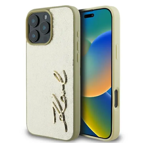 Etui Karl Lagerfeld Hardcase Metal Signature do iPhone 16 Pro Złoty
