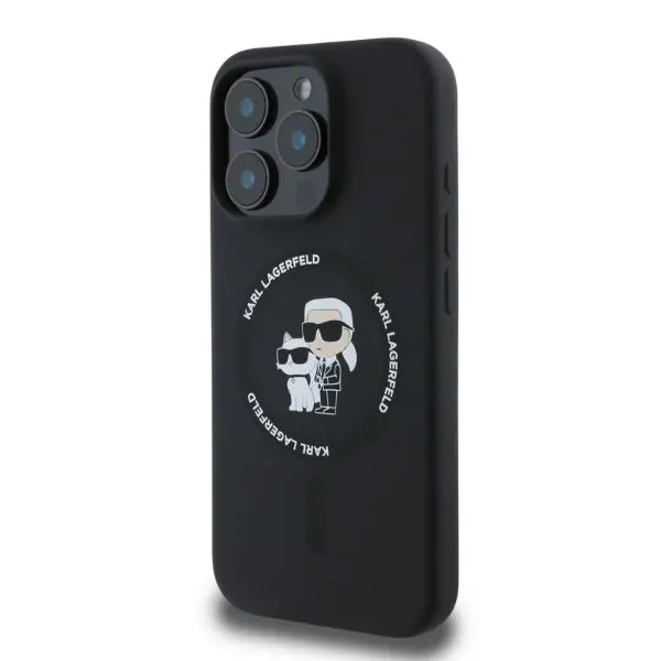 Etui Karl Lagerfeld Silicone Karl&Choupette Ring MagSafe do iPhone 16 Pro Max Czarny