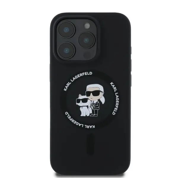 Etui Karl Lagerfeld Silicone Karl&Choupette Ring MagSafe do iPhone 16 Pro Max Czarny