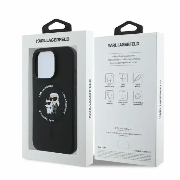 Etui Karl Lagerfeld Silicone Karl&Choupette Ring MagSafe do iPhone 16 Pro Max Czarny