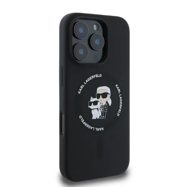 Etui Karl Lagerfeld Silicone Karl&Choupette Ring MagSafe do iPhone 16 Pro Max Czarny