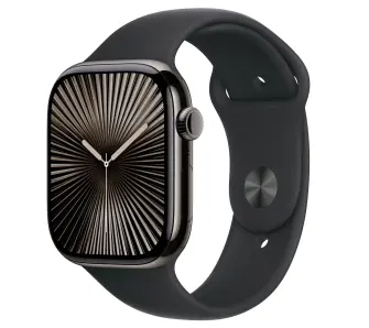 Apple Watch Series 10 GPS + Cellular 46mm tytan łupek pasek sportowy czarny M/L