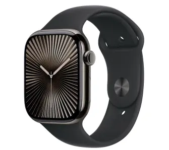 Apple Watch Series 10 GPS + Cellular koperta 42mm tytan łupek pasek sportowy czarny S/M