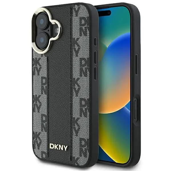 Etui DKNY Checkered Pattern MagSafe do iPhone 16 Plus Czarny