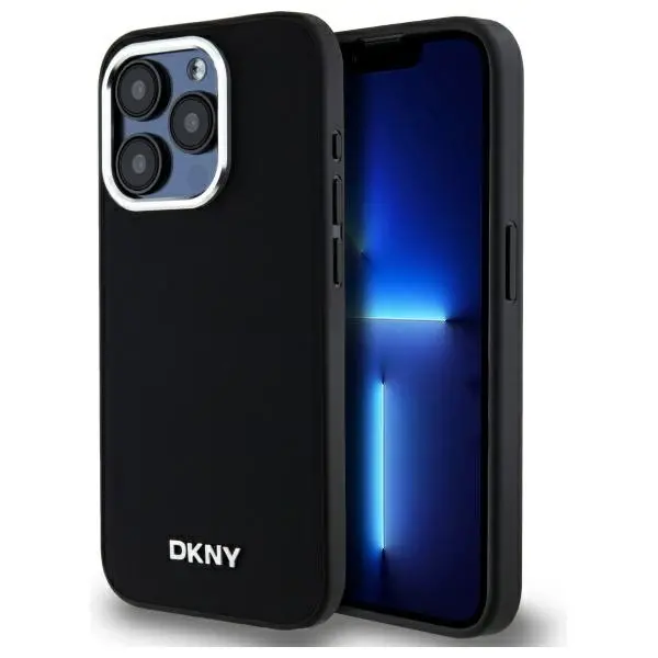Etui DKNY Plain Logo MagSafe do iPhone 15 Pro Czarny
