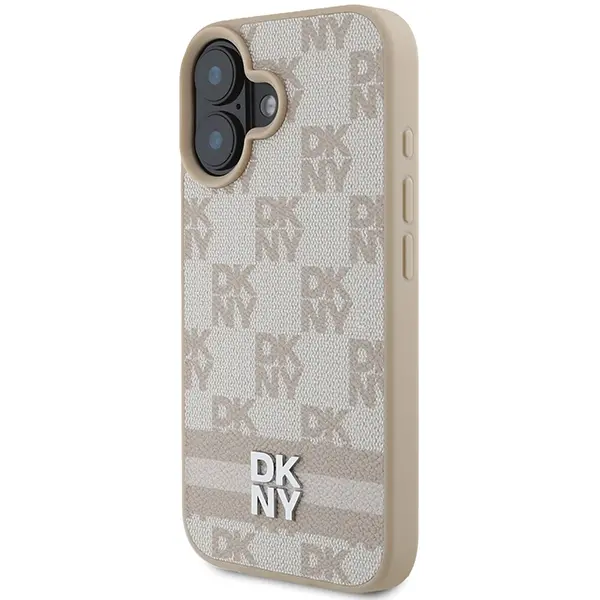 Etui DKNY Checkered Pattern & Printed Stripes do iPhone 16 Różowy