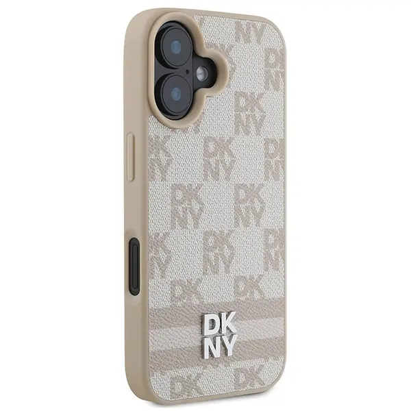 Etui DKNY Checkered Pattern & Printed Stripes do iPhone 16 Różowy