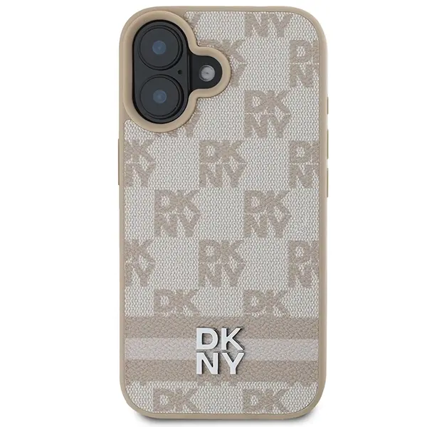 Etui DKNY Checkered Pattern & Printed Stripes do iPhone 16 Różowy