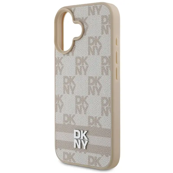 Etui DKNY Checkered Pattern & Printed Stripes do iPhone 16 Różowy