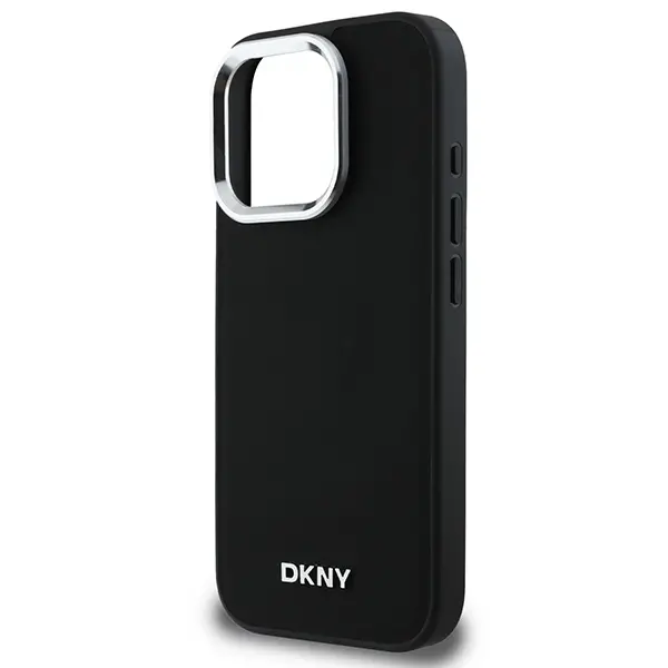 Etui DKNY Plain Silver Logo MagSafe do iPhone 16 Pro Czarny