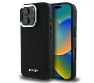 DKNY Plain Silver Logo MagSafe do iPhone 16 Pro Czarny