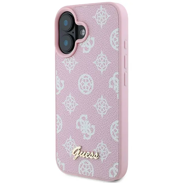 Etui Guess Peony Script Logo MagSafe do iPhone 16 Plus Różowy