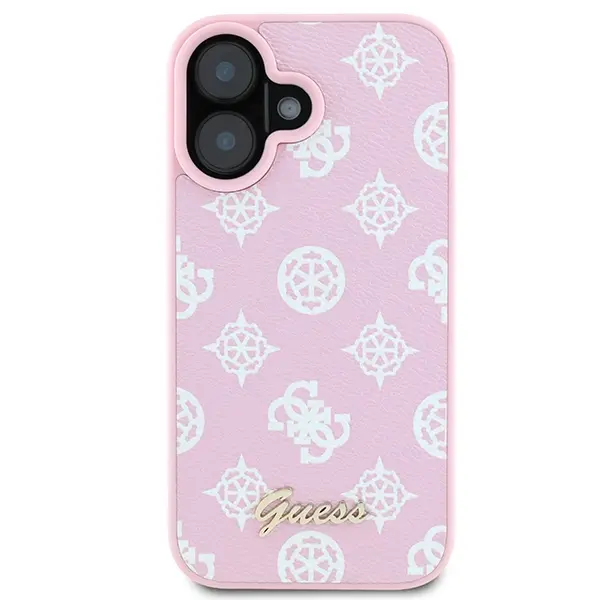 Etui Guess Peony Script Logo MagSafe do iPhone 16 Plus Różowy