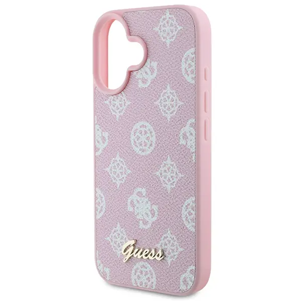 Etui Guess Peony Script Logo MagSafe do iPhone 16 Plus Różowy