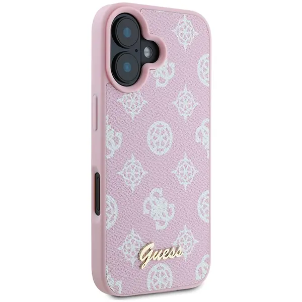 Etui Guess Peony Script Logo MagSafe do iPhone 16 Plus Różowy
