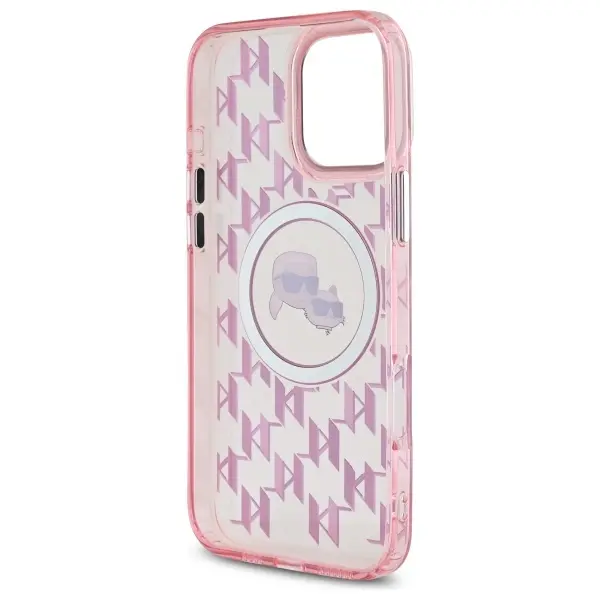 Etui Karl Lagerfeld IML Monogram Karl&Choupette Head MagSafe do iPhone 16 Pro Max Różowy