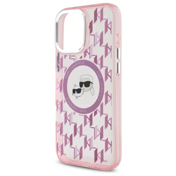 Etui Karl Lagerfeld IML Monogram Karl&Choupette Head MagSafe do iPhone 16 Pro Max Różowy
