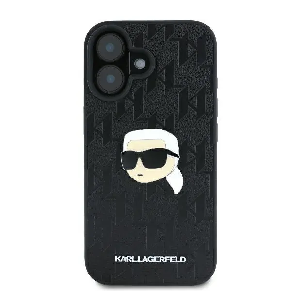 Etui Karl Lagerfeld Monogram Karl Head Pin do iPhone 16 Czarny