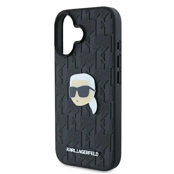 Etui Karl Lagerfeld Monogram Karl Head Pin do iPhone 16 Czarny