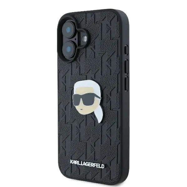Etui Karl Lagerfeld Monogram Karl Head Pin do iPhone 16 Czarny