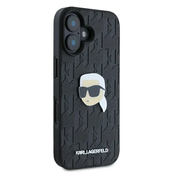 Etui Karl Lagerfeld Monogram Karl Head Pin do iPhone 16 Czarny