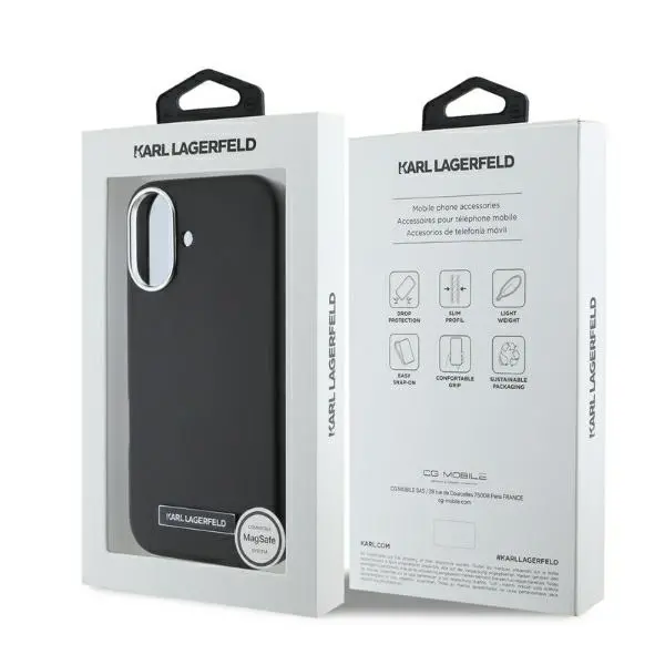 Etui Karl Lagerfeld FW Metal Plate MagSafe iPhone 16 Czarny