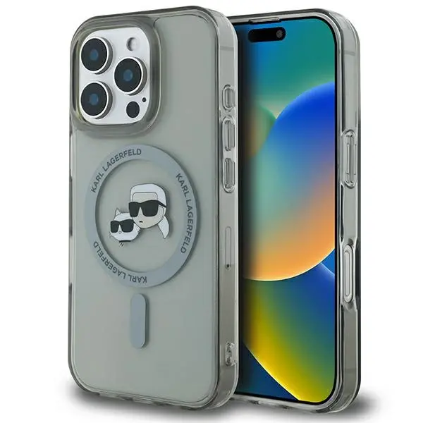 Etui Karl Lagerfeld IML Metal Karl&Choupette Head MagSafe do iPhone 16 Pro Max Czarny