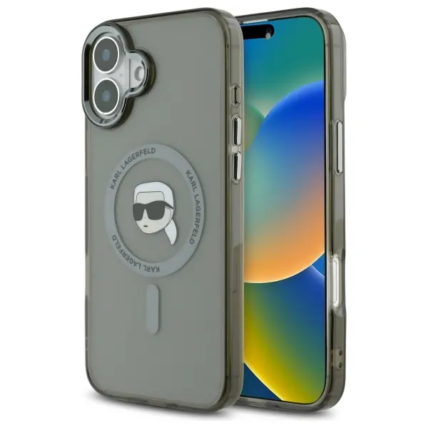 Etui Karl Lagerfeld IML Metal Karl Head MagSafe do iPhone 16 Czarny