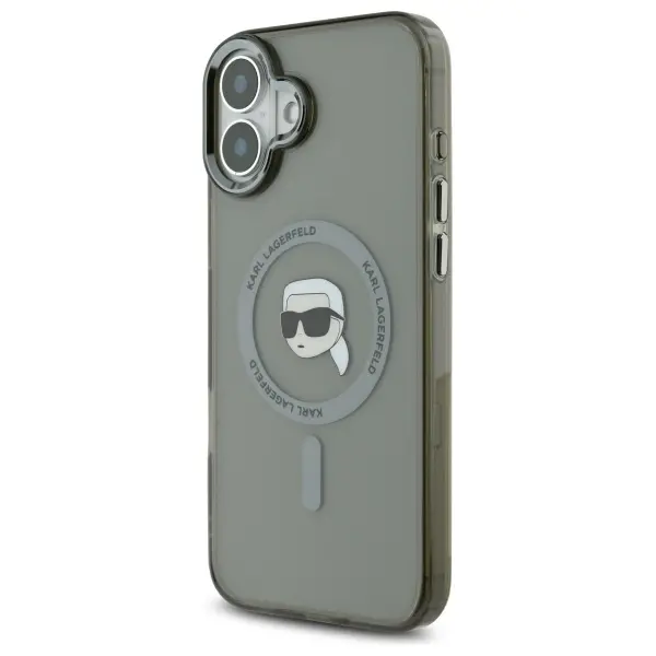 Etui Karl Lagerfeld IML Metal Karl Head MagSafe do iPhone 16 Czarny