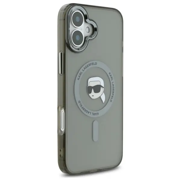 Etui Karl Lagerfeld IML Metal Karl Head MagSafe do iPhone 16 Czarny