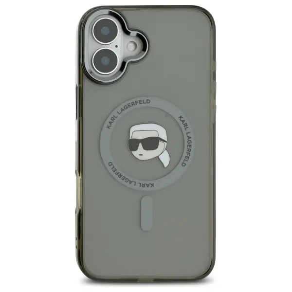 Etui Karl Lagerfeld IML Metal Karl Head MagSafe do iPhone 16 Czarny