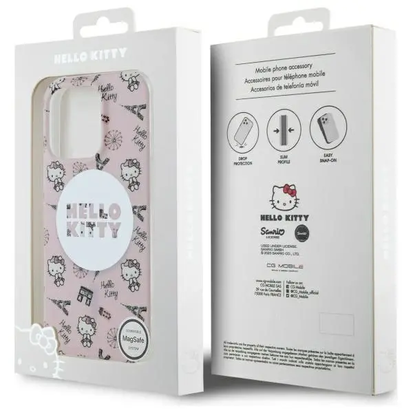 Etui Hello Kitty IML All Over Paris MagSafe do iPhone 16 Pro Różowy