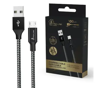 Kabel telefoniczny Extralink USB-A to microUSB 1m 15W Czarny