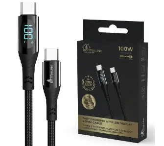 Kabel Extralink USB-C do USB-C 100W 2m Czarny