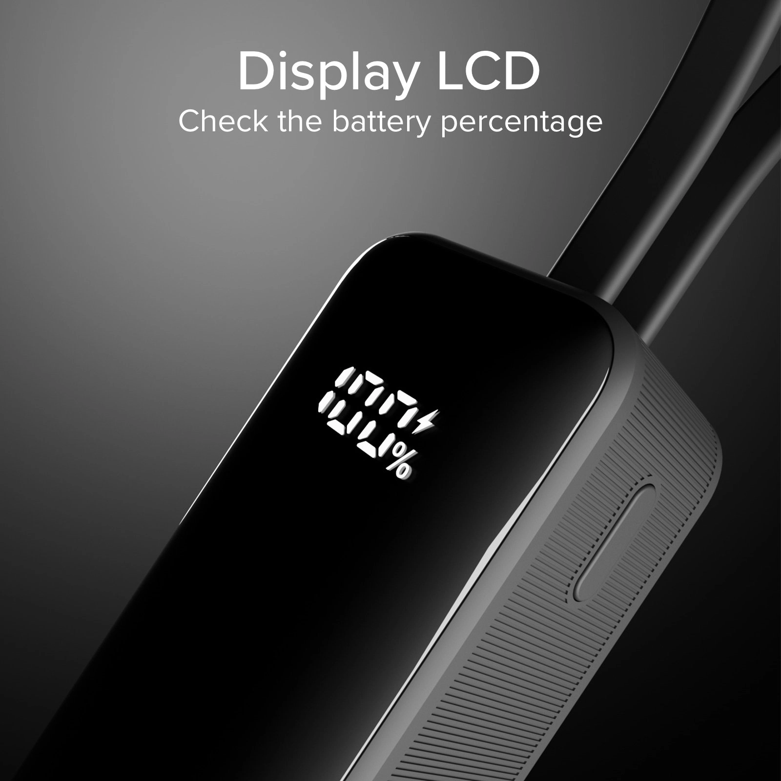 Powerbank SBS TEBB5000LCDTCK 5000mAh 10W Wbudowany kabel USB-C Czarny