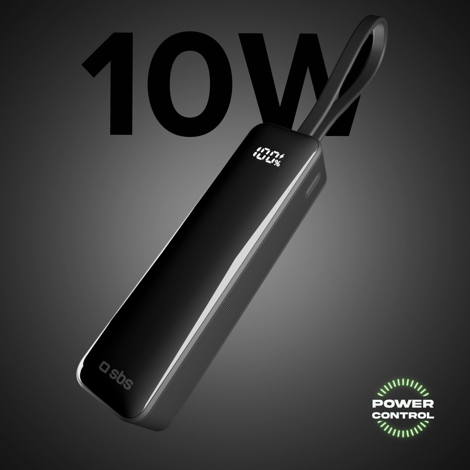 Powerbank SBS TEBB5000LCDTCK 5000mAh 10W Wbudowany kabel USB-C Czarny