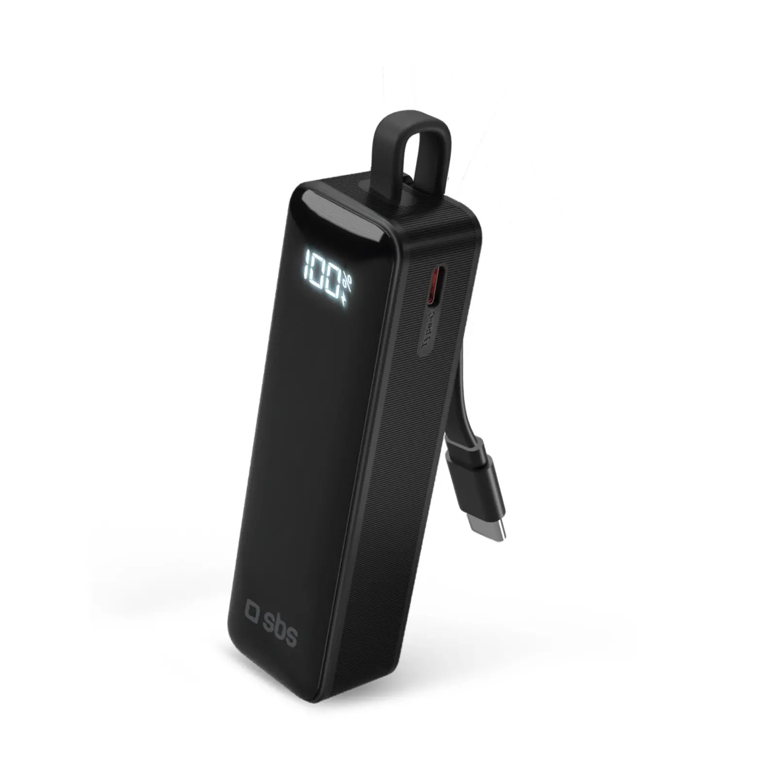 Powerbank SBS TEBB5000LCDTCK 5000mAh 10W Wbudowany kabel USB-C Czarny