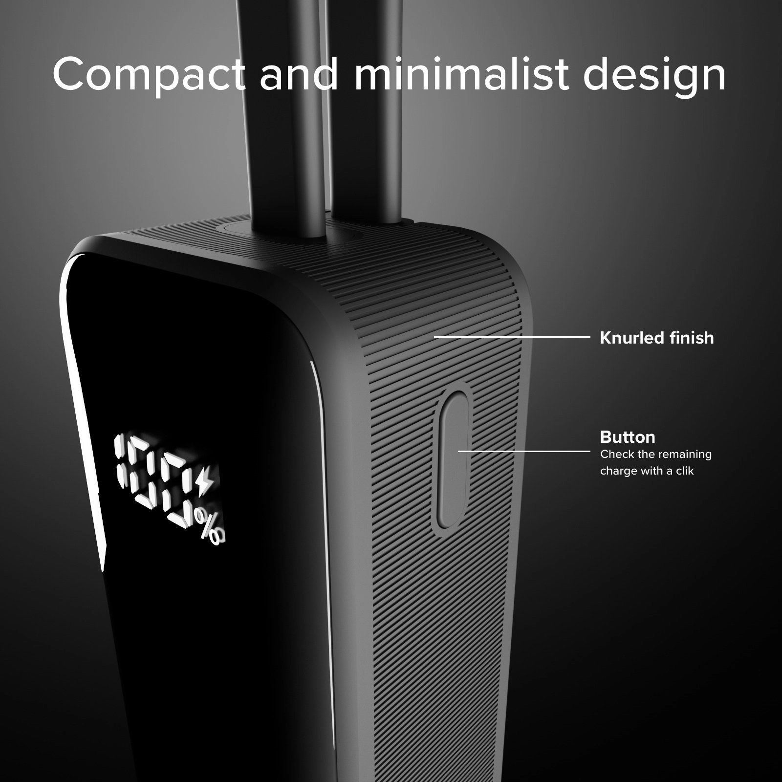 Powerbank SBS TEBB5000LCDTCK 5000mAh 10W Wbudowany kabel USB-C Czarny