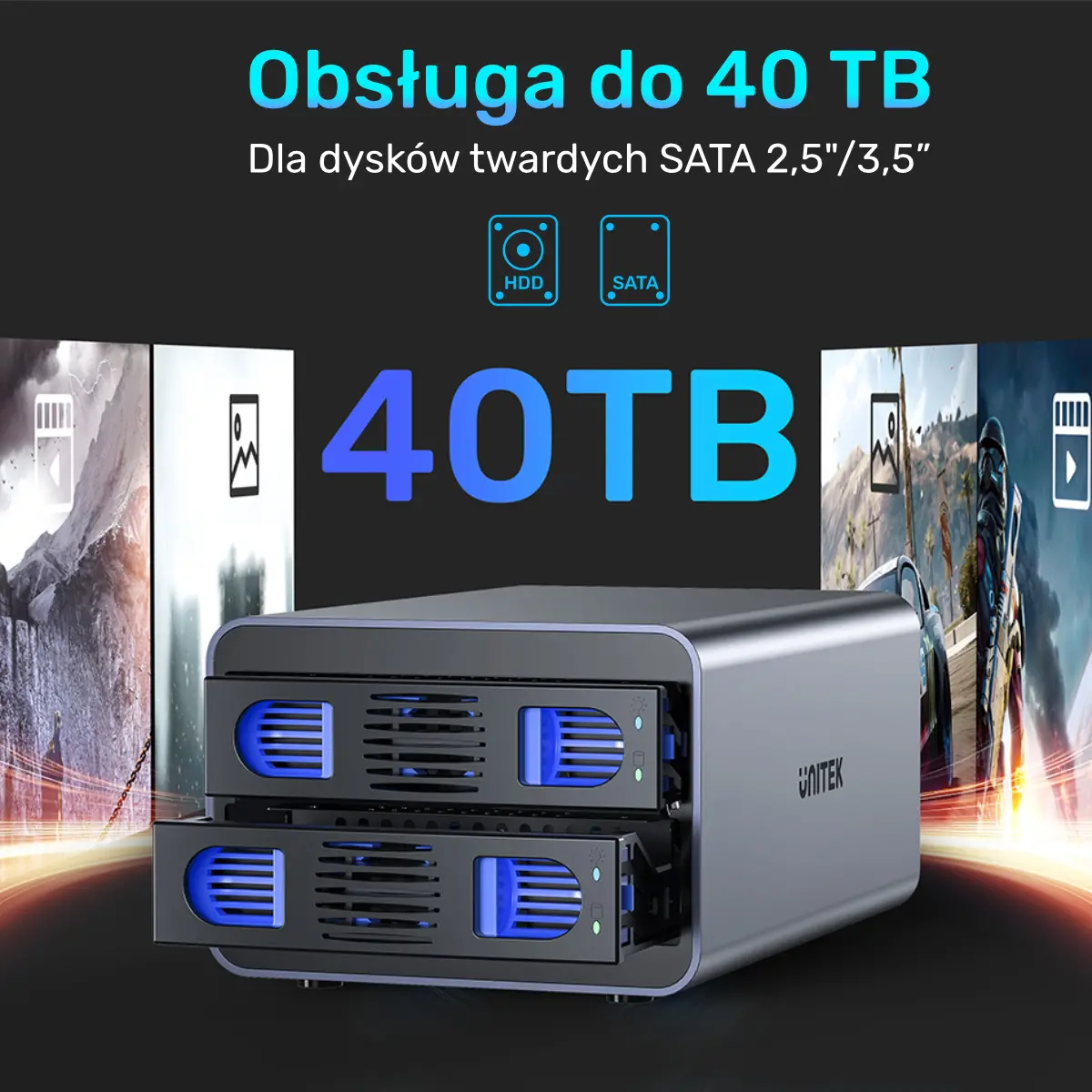 Kieszeń Unitek S1308A01-EU SATA 2,5"/3,5" SATA HDD/SSD Szary