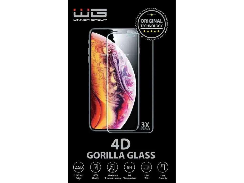 Szkło hartowane Winner WG 4D Full Glue do iPhone 16 Pro Czarny