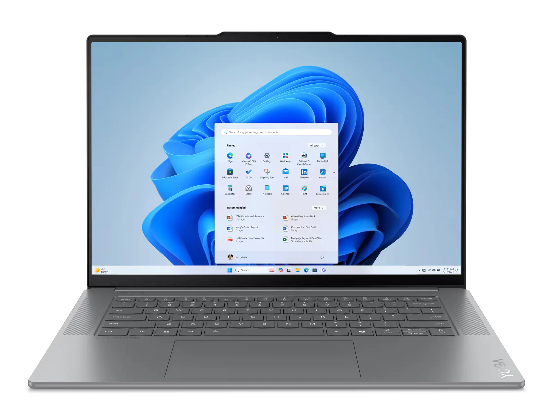 Laptop Lenovo Yoga Slim 7 15ILL9 Aura Edition 15,3" Ultra 7 256V 16GB RAM 1TB Dysk SSD Win11 Szary